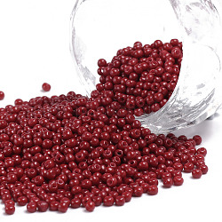 11/0 Grade A Round Glass Seed Beads, Baking Paint, Indian Red, 2.3x1.5mm, Hole: 1mm, about 48500pcs/pound