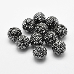 Handgemachte Fimo-Perlen Strass, Runde, Hematit, 14 mm, Bohrung: 1.5 mm