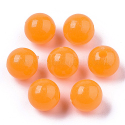 Perles acryliques lumineuses, brillent dans le noir, ronde, orange foncé, 6mm, Trou: 1.6mm, environ 4600 pcs/500 g