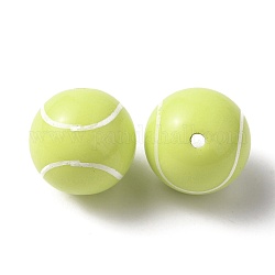 Perles de résine opaques sur le thème du sport, tennis, vert jaune, 18mm, Trou: 2.4mm
