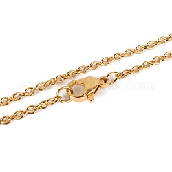 304 Edelstahl-Kabelkette bildende Halskette, mit Karabiner verschlüsse, Vakuum-Beschichtung, golden, 17.7 Zoll (45 cm), Klammern: 7x10 mm