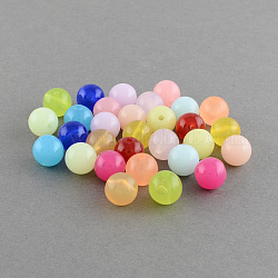 Perles en acrylique de gelée d'imitation, ronde, couleur mixte, 20mm, Trou: 3mm, environ 105 pcs/500 g