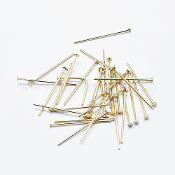 Brass Flat Head Pins, Long-Lasting Plated, Nickel Free, Real 18K Gold Plated, 45x0.7mm, Head: 2mm, 110pcs/bag