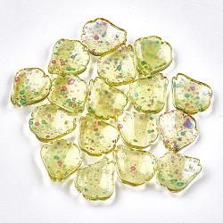 Vaporisez pendentifs en verre peint, Pétalin, colorées, 16x14~14.5x3.5mm, Trou: 1mm