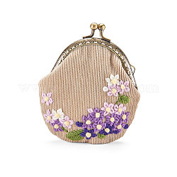 Shegrace Cord Clutch Frauen Abendtasche, mit gesticktem Milch Baumwolle Blumen, Legierung Blume Geldbörse Rahmen Griff, neblige Rose, 110x110 mm