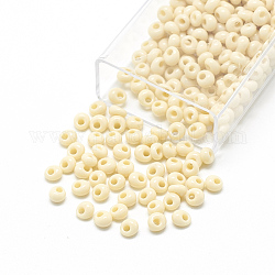 Toho perles de rocaille à franges japonaises, Perles de rocailles à trous ronds en verre opaque, (51) beige clair opaque, 5x4.5mm, Trou: 1.5mm, environ 5000 pcs / sachet , 450 g / sac