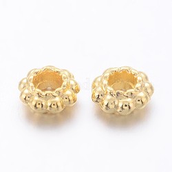 Séparateurs perles en alliage de style tibétain, sans plomb et sans cadmium, fleur, or, 6x3mm, Trou: 2.5mm
