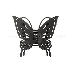 中空の蝶の形のプラスチック製の大きな爪のヘアクリップ  女性の女の子のためのヘアアクセサリー  ブラック  130x145mm