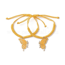 Bracelets à pendentifs en émail en alliage, papillon, orange, diamètre intérieur: 1-1/8~3-1/8 pouce (2.95 cm ~ 7.8 cm)