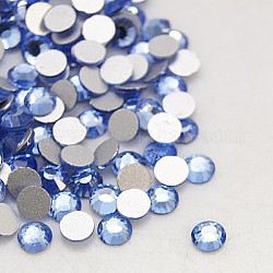 Vidrio de espalda plana Diamante de imitación, Grado A, espalda plateada, facetados, semicírculo, zafiro luz, 6.3~6.5mm, aproximamente 288 unidades / bolsa