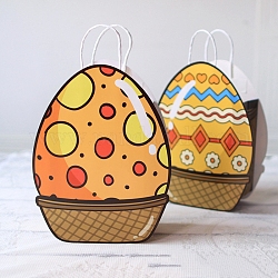 Sacchetti per imballaggio di caramelle di carta a forma di uovo di pasqua con manico, rotondo e piatto, 28.3x21x1cm