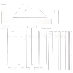 Benecreat 1 Satz Acryl-Abstandshalter für Buchbindungen, Schnittführung, trapezförmiges & l/t-förmiges & gerades Lineal, Transparent, 60~251x4.5~150x3 mm, 17 Stück / Set