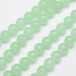 Natürliche und gefärbte Perle Malaysia Jade Stränge, Runde, hellgrün, 10 mm, Bohrung: 1.0 mm, ca. 38 Stk. / Strang, 15 Zoll