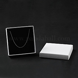 Coffrets cadeaux bijoux en papier texturé, avec tapis éponge à l'intérieur, carrée, blanc, 9.1x9.1x2.9 cm, Diamètre intérieur: 8.5x8.5 cm, profondeur : 2.6cm