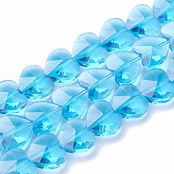 Perles en verre transparentes, facette, cœur, bleu profond du ciel, 10x10x6.5mm, Trou: 1mm