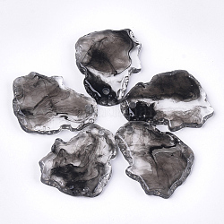 Harzanhänger, Nachahmung Edelstein, Nuggets, klar & schwarz, 39~40x31~32x5 mm, Bohrung: 3 mm