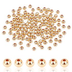 PandaHall Elite Brass Beads, Long-Lasting Plated, Rondelle, Real 14K Gold Plated, 5x4.5mm, Hole: 1.5mm, 150pcs/box