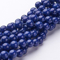 Естественно Mashan нефрита круглые бусины нити, окрашенные, темно-синий, 10 мм, отверстие : 1 мм, около 41 шт / нитка, 15.7 дюйм