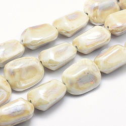 Perle di porcellana ecologiche fatte a mano, pepite, bianco antico, 34~35x26~27x18~20mm, Foro: 3 mm
