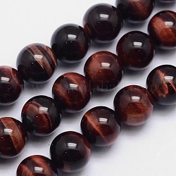 Natural Tiger Eye Round Bead Strands, Grade AA, 8mm, Hole: 1mm, about 46pcs/strand, 15.5 inch