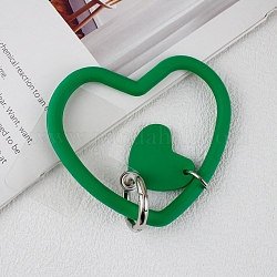 Telefon-Umhängeband mit Silikon-Herzschlaufe, Handschlaufe mit Schlüsselanhängerhalter aus Kunststoff und Legierung, Meergrün, 7.5x8.8x0.7 cm