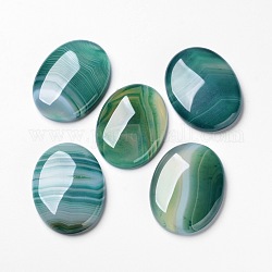 Cabuchones de ágata verde natural, espalda plana, oval, teñido, verde, 40x30x7.5mm