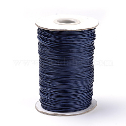 Braided Korean Waxed Polyester Cords, Prussian Blue, 0.8mm, about 87.48 yards(80m)/roll
