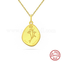 Colliers avec pendentif en argent sterling style fleur de naissance 925, véritable 14k plaqué or, 17.91 pouce (45.5 cm)