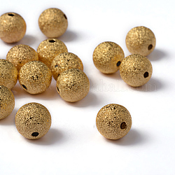 Messing strukturierte Perlen, Runde, Goldene Farbe, 10 mm, Bohrung: 1.8 mm