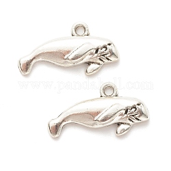 Tibetan Style Alloy Pendants, Seal Fish Shaped, Antique Silver, 13x24x4mm, Hole: 1.8mm