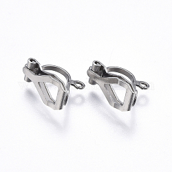 304 Stainless Steel Clip-on Earring Findings, Stainless Steel Color, 12.5x6x8mm, Hole: 1.2mm
