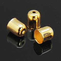 アイアン製コードエンドパーツ  エンドキャップ  鐘  ゴールドカラー  8x7mm  穴：1.5mm  6mm内径