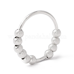 Brass Matte Rotating Beaded Finger Ring, Ball Rotatable Anti Anxiety Spinner Rings, Platinum, US Size 7 3/4(17.9mm)