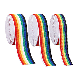 Fingerinspire 6 iarda nastro elastico in nylon color arcobaleno 20/25/38 mm di larghezza nastro elastico per cucire rivestimento piatto con motivo a strisce nastro elastico a strisce colorate per la cintura fasce per parrucche accessori per cucire
