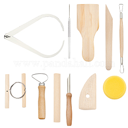 Werkzeug-Sets, mit Holzkeramik Tonschnitzerei gebogenes Klöppelwerkzeug, Nudelholz, kreisförmige Tonlochschneider und Töpferwerkzeuge, blanchierte Mandel