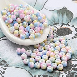 Perles de rocaille en verre de couleurs opaques bicolores, ronde, bleuet, 3x2.5mm, Trou: 0.9mm, environ 170 pcs / sachet 