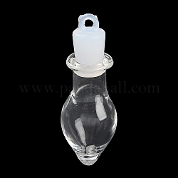 Pendentifs de bouteille de souhait en verre clair, avec bouchon d'étanchéité en plastique, larme, 40x14mm, Trou: 2mm