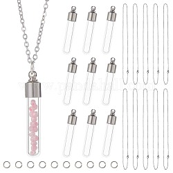 SUNNYCLUE DIY Blank Wish Bottle Necklace Making Kit, Including Transparent Glass Bottle Pendant, 304 Stainless Steel Chain Necklaces, Stainless Steel, 20Pcs/box