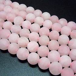 Rose Quartz Strands, Frosted, Round, about 12mm in diameter, hole: 1mm, about 32 pcs/strand, 15.5inch