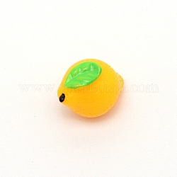 Perles en résine, nourriture imitation, sans trou, citron, jaune, 17x12x13.5mm
