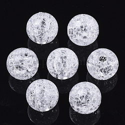 Transparente knisternde europäische Acrylperlen, Großloch perlen, Runde, Transparent, Transparent, 14x13 mm, Bohrung: 4 mm
