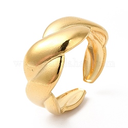 Ионное покрытие (ip) 304 открытое манжетное кольцо в форме веревки из нержавеющей стали для женщин, реальный 18k позолоченный, размер США 6 3/4 (17.1 мм)