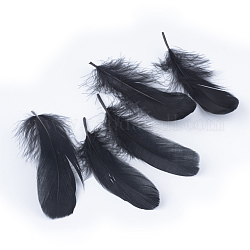 Accesorios de traje de pluma de ganso, teñido, negro, 34~50x145~190mm