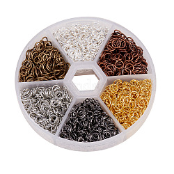 6 Colors Iron Plated Open Jump Rings 8mm Diameter Wire 21-Gauge Jewelry Making Findings, About 2300Pcs, Mixed Color, 5x0.7mm, 21 Gauge, Inner Diameter: 3.6mm, about 2300pcs/box