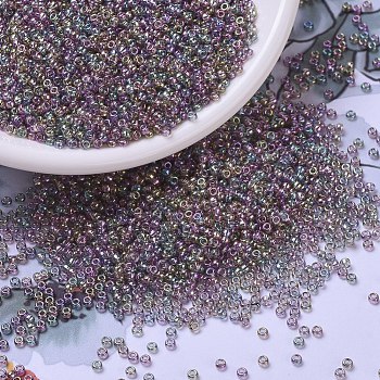 Miyuki runde Rocailles Perlen, japanische Saatperlen, (rr2440) transparenter grauer Regenbogenglanz, 11/0, 2x1.3 mm, Bohrung: 0.8 mm, über 1100pcs / Flasche, 10 g / Flasche