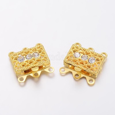 Латунь филигрань коробка застежками KK116-G-1