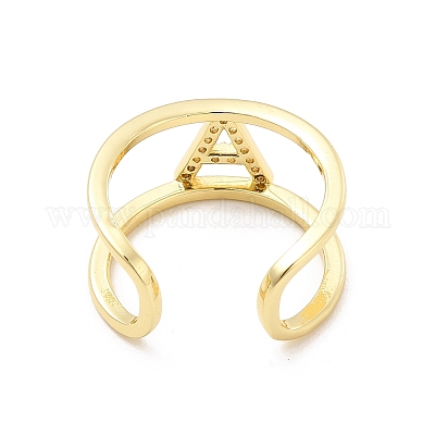 Кольцо-манжета с открытой буквой из прозрачного кубического циркония RJEW-A012-01G-A-1