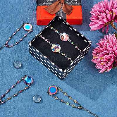 Набор для изготовления браслета с пустым куполом цвета радуги своими руками DIY-SZ0009-08-1