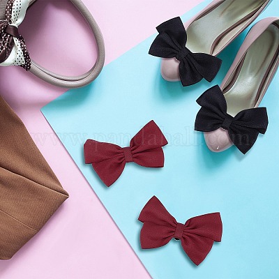 4pcs Bow Shoe Clips, Polyester Shoe Jewellery Clips Elegant Shoe Shoes Clip on Detachable Ribbon Shoe Decoration for Women Wedding