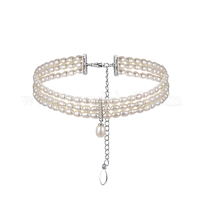 925 кулон из стерлингового серебра с прозрачными кубическими цирконами и натуральным пресноводным жемчугом в форме риса NU5776-1